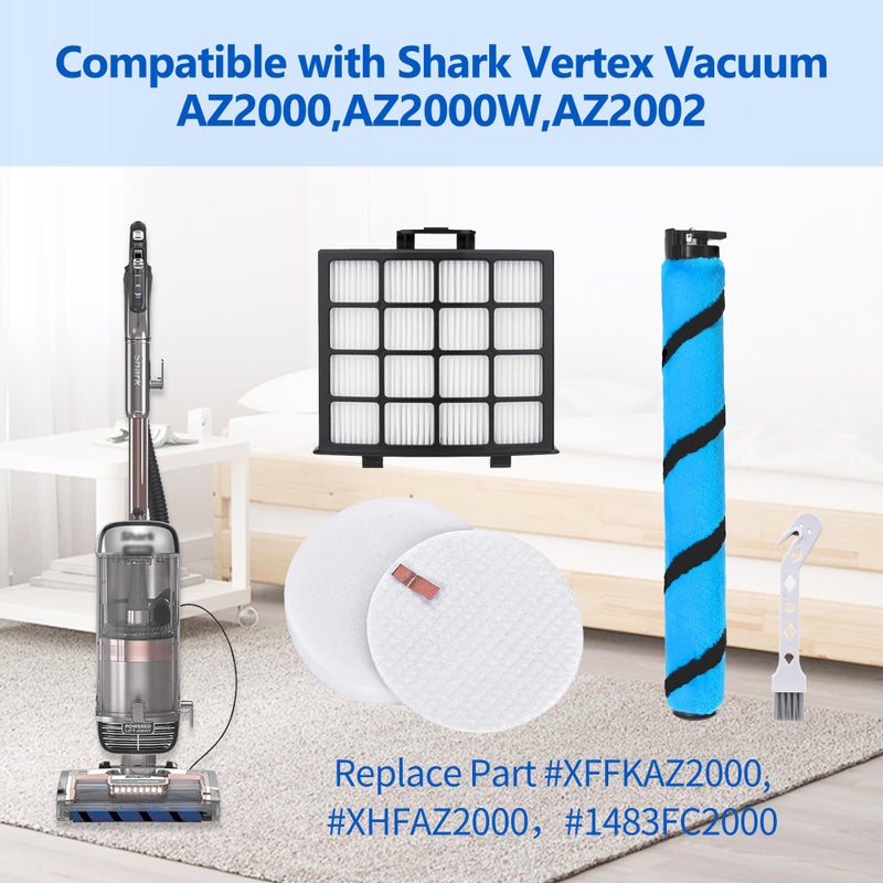 Amyehouse Soft Brushroll Filters Replacement Parts Acessories for Shark Vertex DuoClean PowerFin Upright Vacuum AZ2002 AZ2000 AZ2000W Accessories, Part # 1483FC2000 XHFA 2000 & XFFKAZ2000 - Image 2